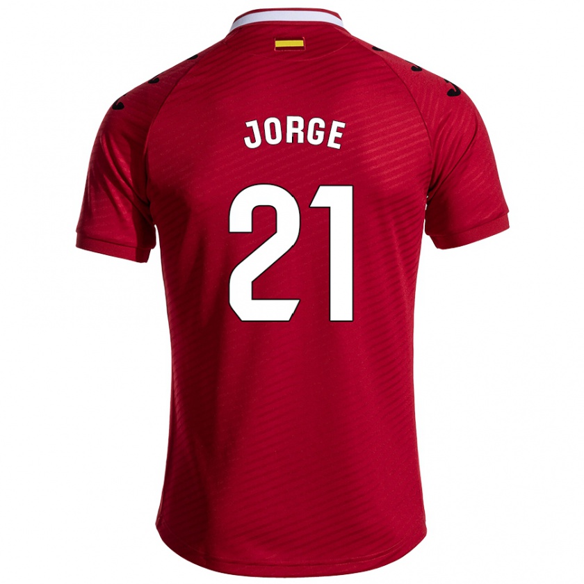 Kandiny Enfant Maillot Jeremy Jorge #21 Rouge Foncé Tenues Extérieur 2024/25 T-Shirt