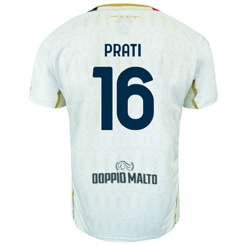 Kandiny Enfant Maillot Matteo Prati #16 Blanc Tenues Extérieur 2024/25 T-Shirt