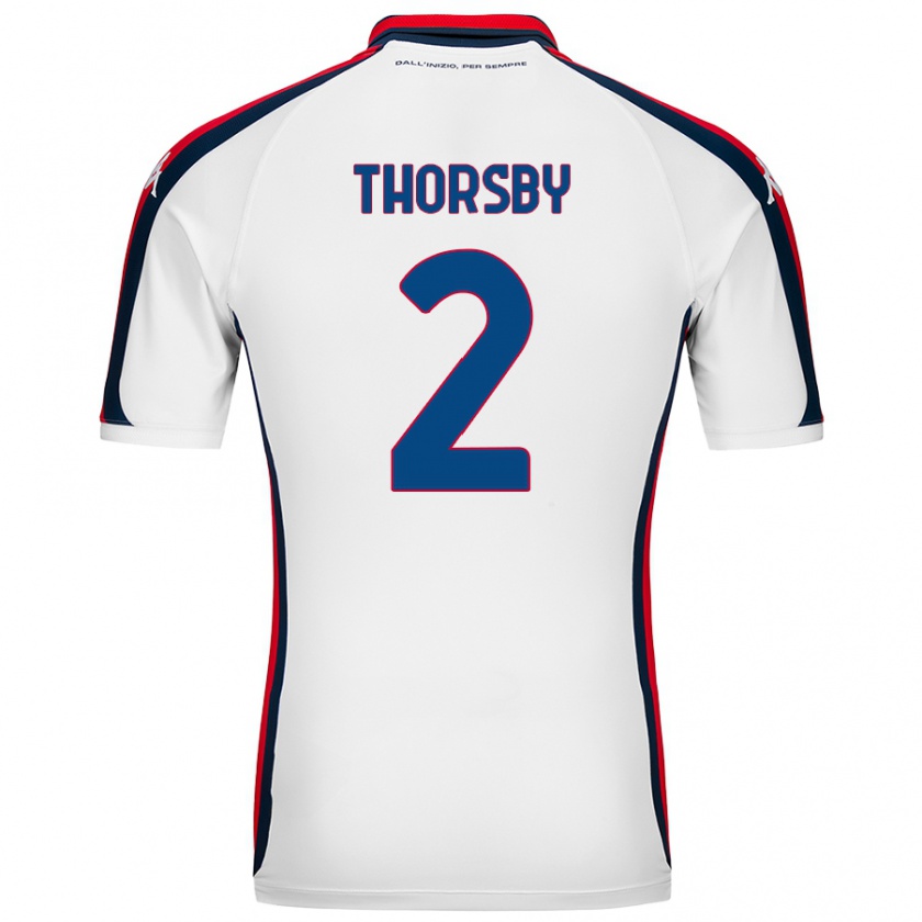 Kandiny Enfant Maillot Morten Thorsby #2 Blanc Tenues Extérieur 2024/25 T-Shirt