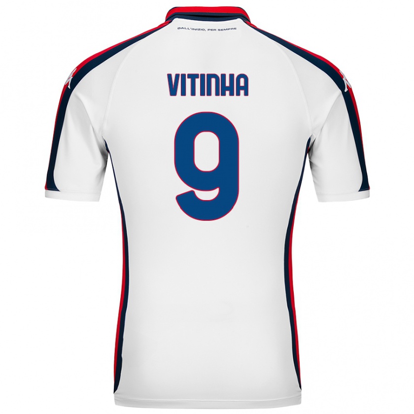 Kandiny Enfant Maillot Vitinha #9 Blanc Tenues Extérieur 2024/25 T-Shirt