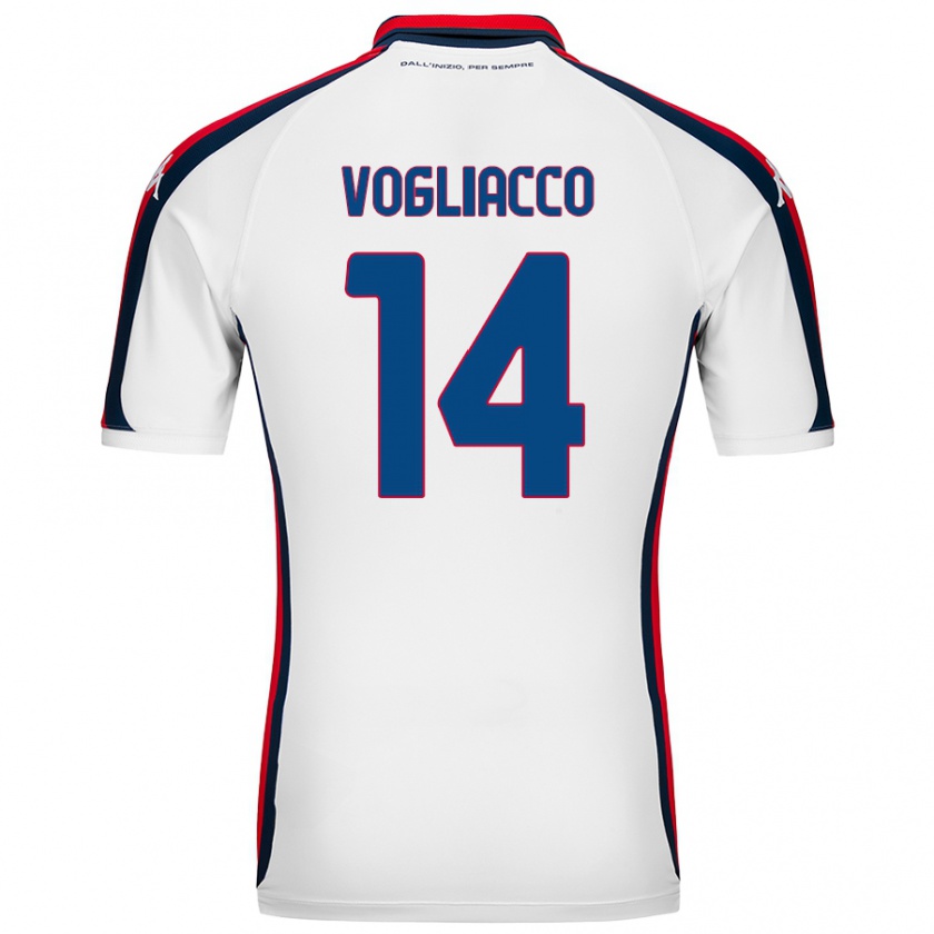 Kandiny Enfant Maillot Alessandro Vogliacco #14 Blanc Tenues Extérieur 2024/25 T-Shirt