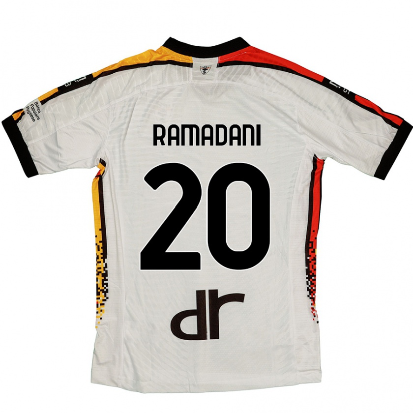 Kandiny Enfant Maillot Ylber Ramadani #20 Blanc Noir Tenues Extérieur 2024/25 T-Shirt