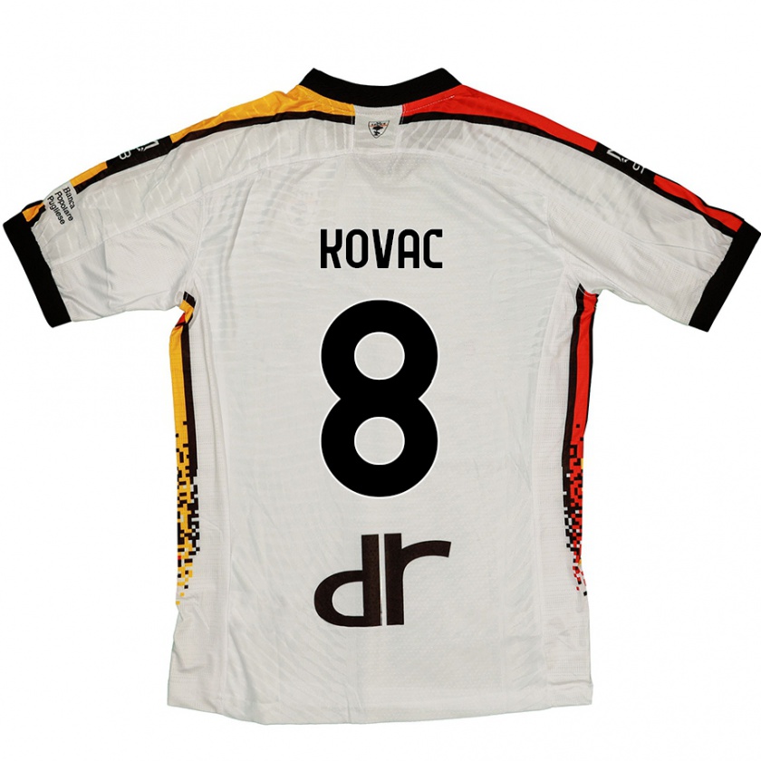 Kandiny Enfant Maillot Niko Kovac #8 Blanc Noir Tenues Extérieur 2024/25 T-Shirt