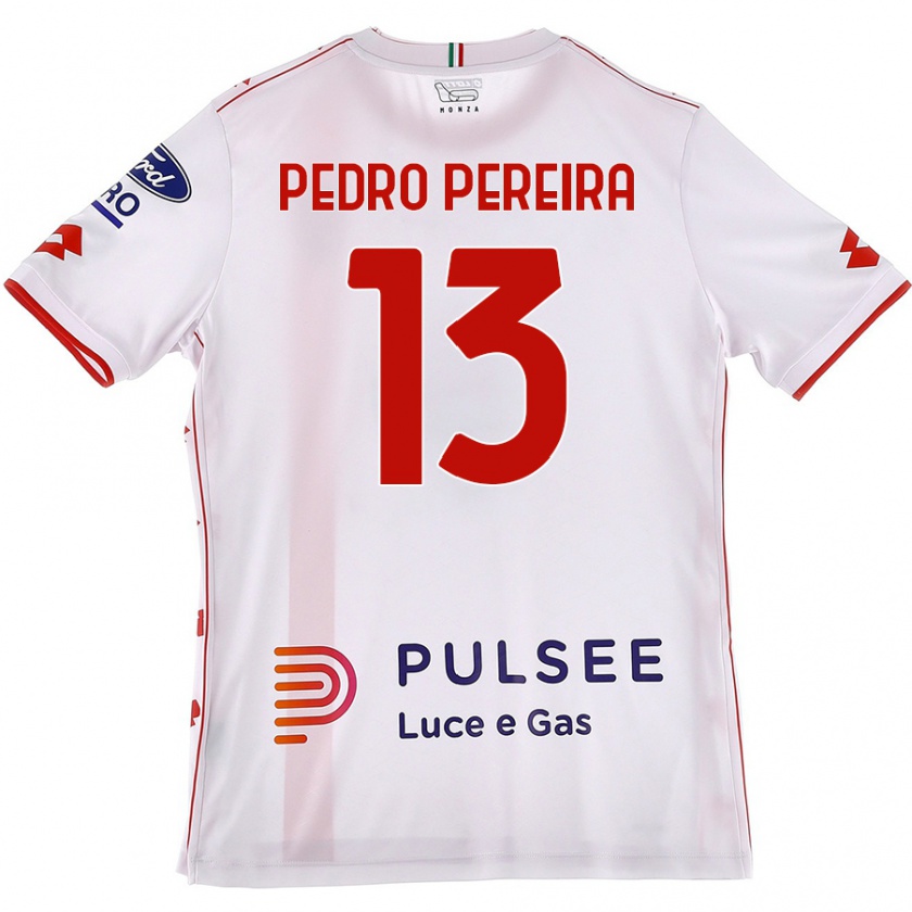 Kandiny Enfant Maillot Pedro Pereira #13 Blanc Rouge Tenues Extérieur 2024/25 T-Shirt