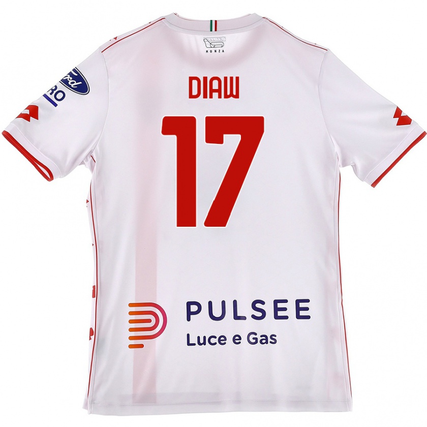 Kandiny Enfant Maillot Davide Diaw #17 Blanc Rouge Tenues Extérieur 2024/25 T-Shirt