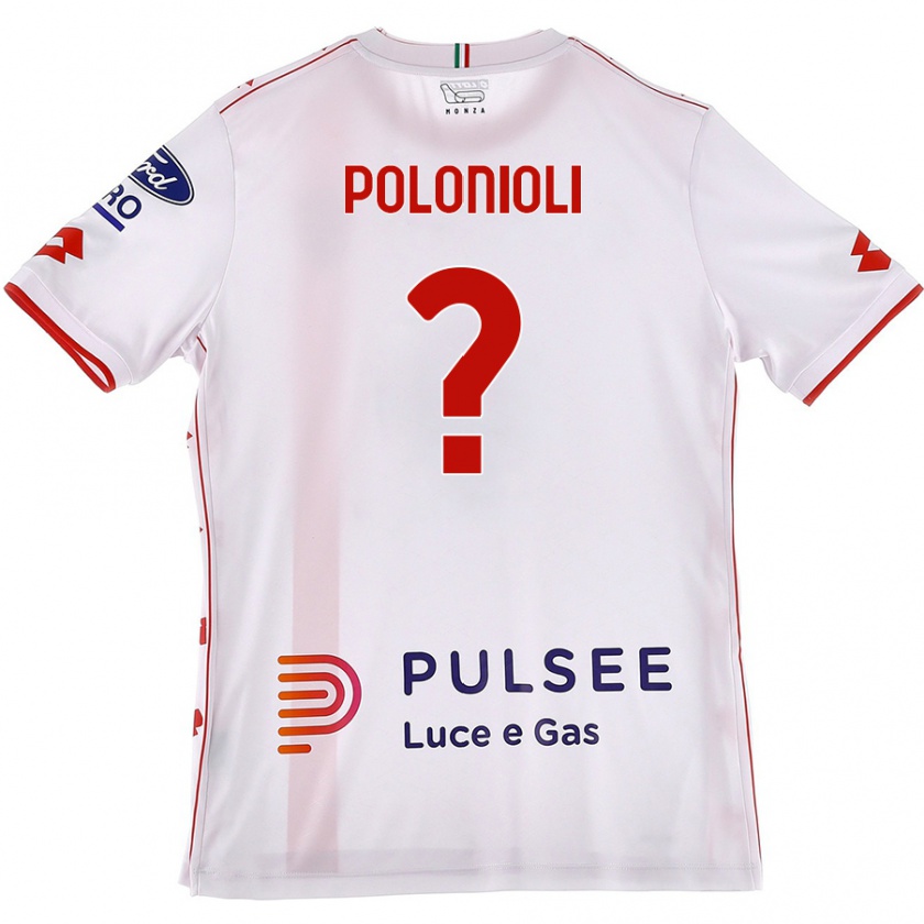 Kandiny Enfant Maillot Matteo Polonioli #0 Blanc Rouge Tenues Extérieur 2024/25 T-Shirt