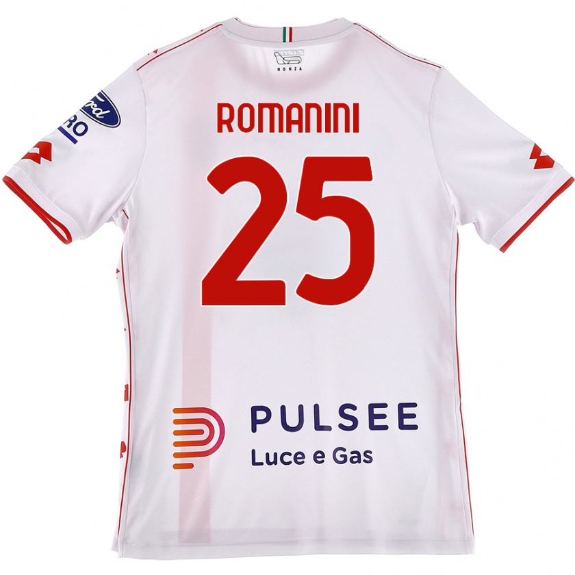 Kandiny Enfant Maillot Andrea Romanini #25 Blanc Rouge Tenues Extérieur 2024/25 T-Shirt