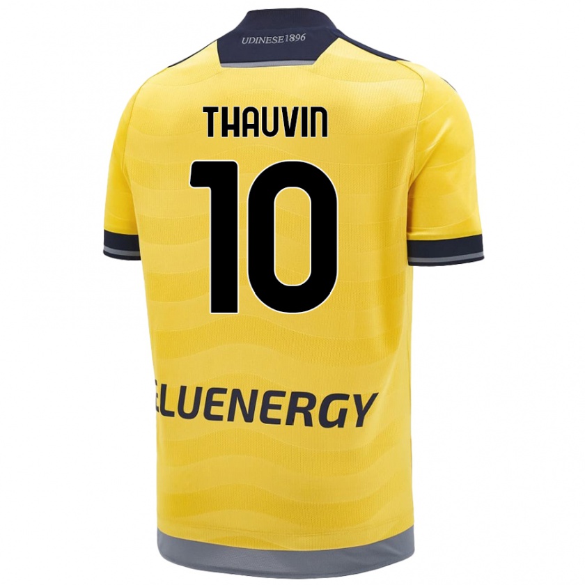 Kandiny Enfant Maillot Florian Thauvin #10 Doré Tenues Extérieur 2024/25 T-Shirt