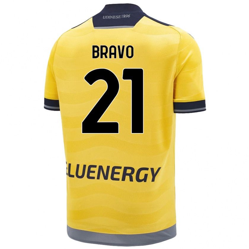 Kandiny Enfant Maillot Iker Bravo #21 Doré Tenues Extérieur 2024/25 T-Shirt