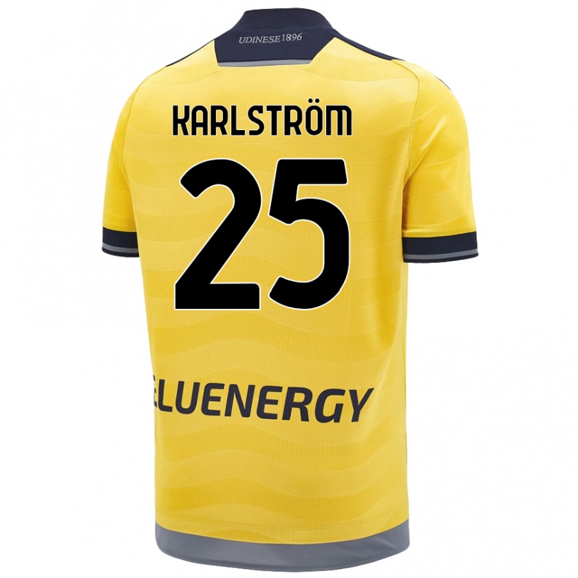 Kandiny Enfant Maillot Jesper Karlström #25 Doré Tenues Extérieur 2024/25 T-Shirt