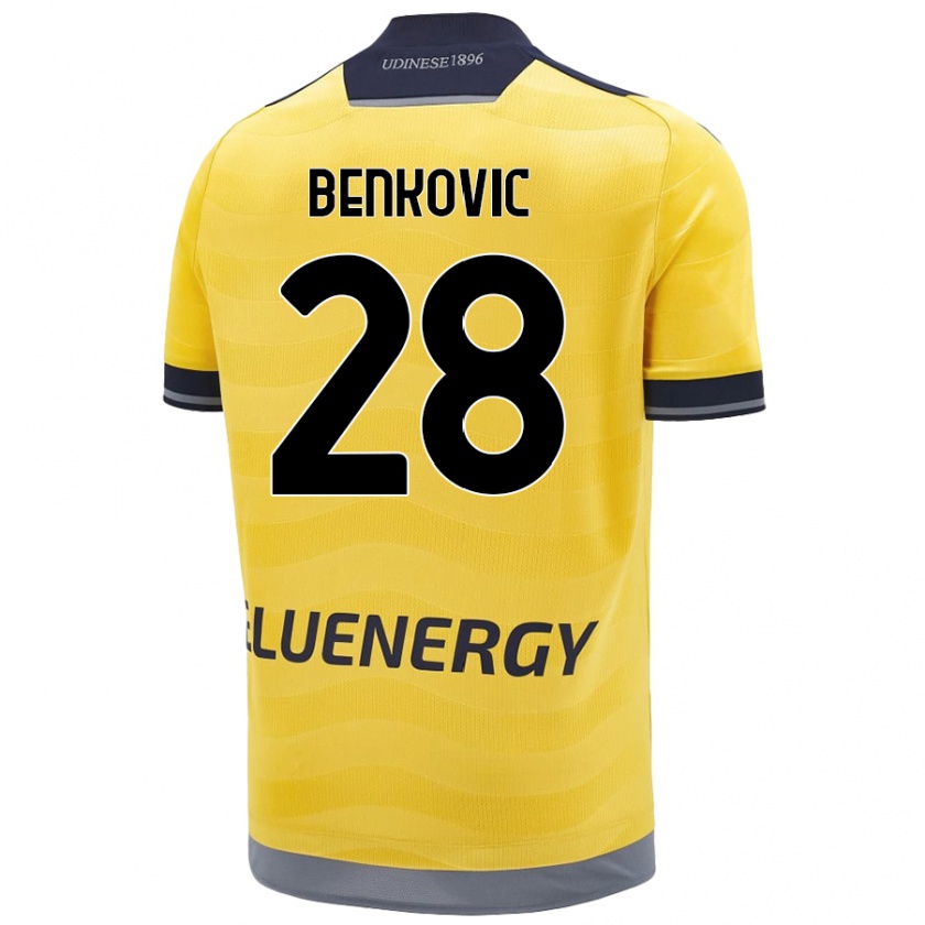 Kandiny Enfant Maillot Filip Benkovic #28 Doré Tenues Extérieur 2024/25 T-Shirt