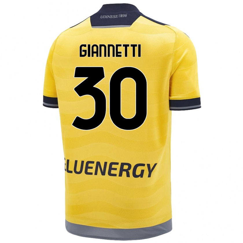 Kandiny Enfant Maillot Lautaro Giannetti #30 Doré Tenues Extérieur 2024/25 T-Shirt