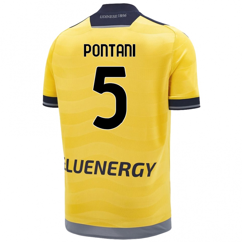 Kandiny Enfant Maillot Leonardo Pontani #5 Doré Tenues Extérieur 2024/25 T-Shirt