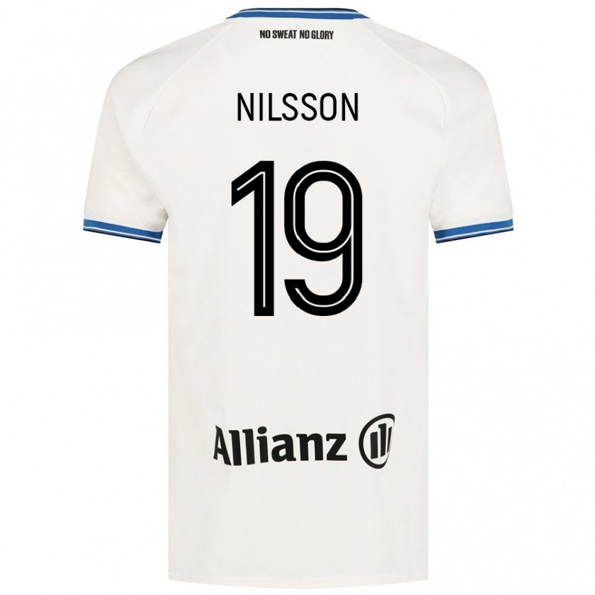 Kandiny Enfant Maillot Gustaf Nilsson #19 Blanc Tenues Extérieur 2024/25 T-Shirt