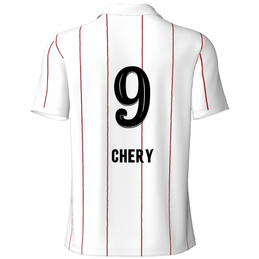 Kandiny Enfant Maillot Tjaronn Chery #9 Blanc Noir Tenues Extérieur 2024/25 T-Shirt