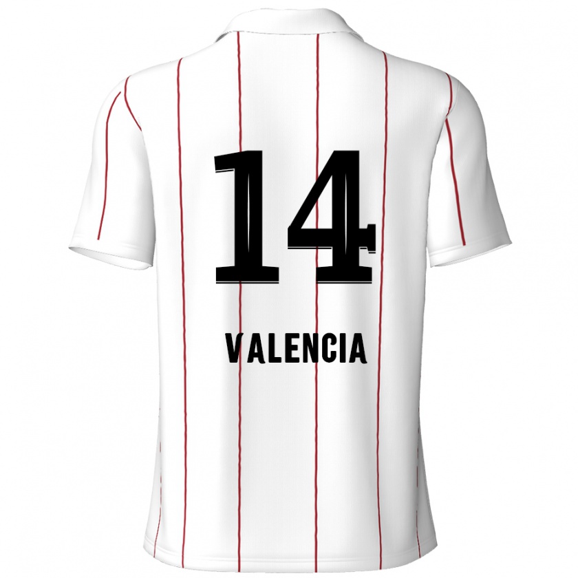 Kandiny Enfant Maillot Anthony Valencia #14 Blanc Noir Tenues Extérieur 2024/25 T-Shirt