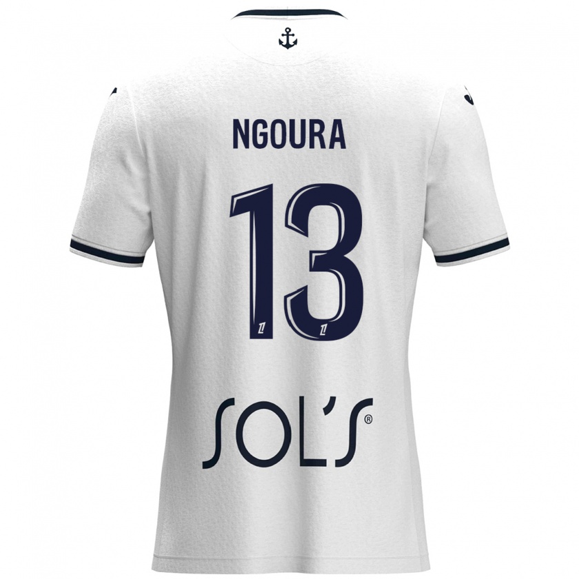 Kandiny Enfant Maillot Steve Ngoura #13 Blanc Bleu Foncé Tenues Extérieur 2024/25 T-Shirt