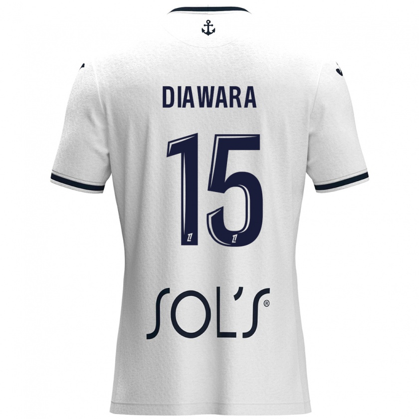 Kandiny Enfant Maillot Kandet Diawara #15 Blanc Bleu Foncé Tenues Extérieur 2024/25 T-Shirt