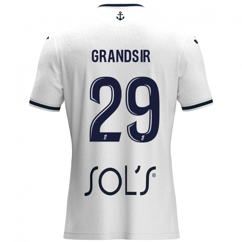 Kandiny Enfant Maillot Samuel Grandsir #29 Blanc Bleu Foncé Tenues Extérieur 2024/25 T-Shirt