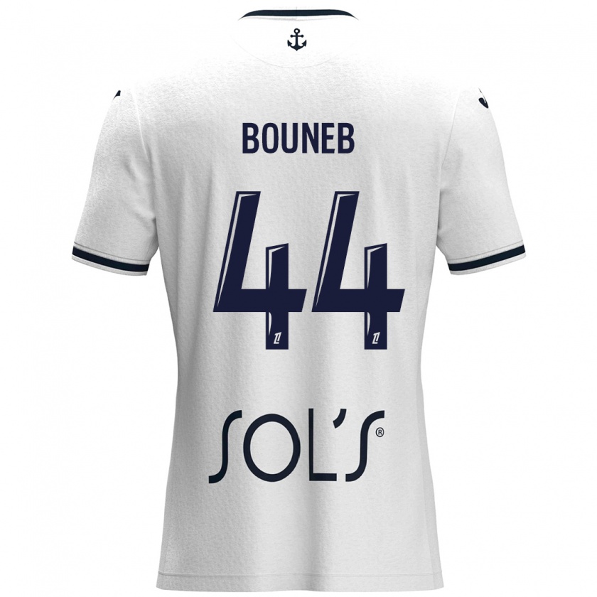 Kandiny Enfant Maillot Ismaïl Bouneb #44 Blanc Bleu Foncé Tenues Extérieur 2024/25 T-Shirt