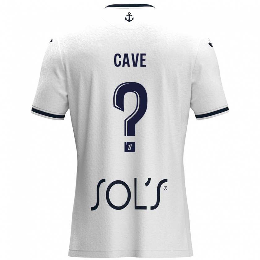 Kandiny Enfant Maillot Steven Cave #0 Blanc Bleu Foncé Tenues Extérieur 2024/25 T-Shirt