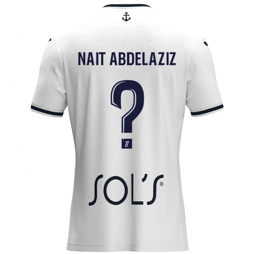 Kandiny Enfant Maillot Elias Naït Abdelaziz #0 Blanc Bleu Foncé Tenues Extérieur 2024/25 T-Shirt