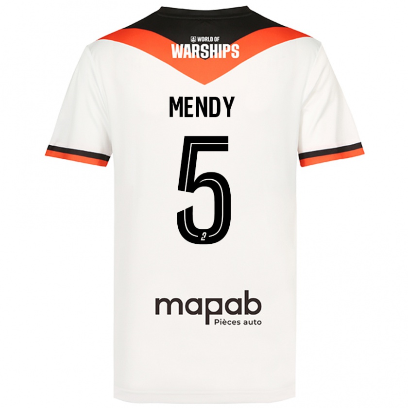 Kandiny Enfant Maillot Benjamin Mendy #5 Blanc Tenues Extérieur 2024/25 T-Shirt