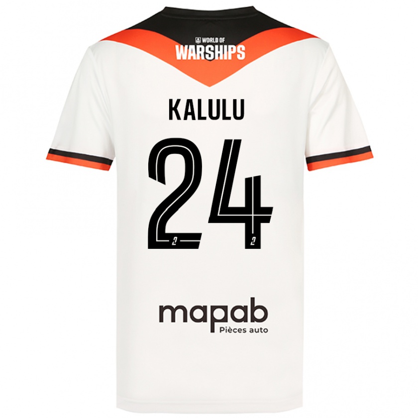 Kandiny Enfant Maillot Gédéon Kalulu #24 Blanc Tenues Extérieur 2024/25 T-Shirt