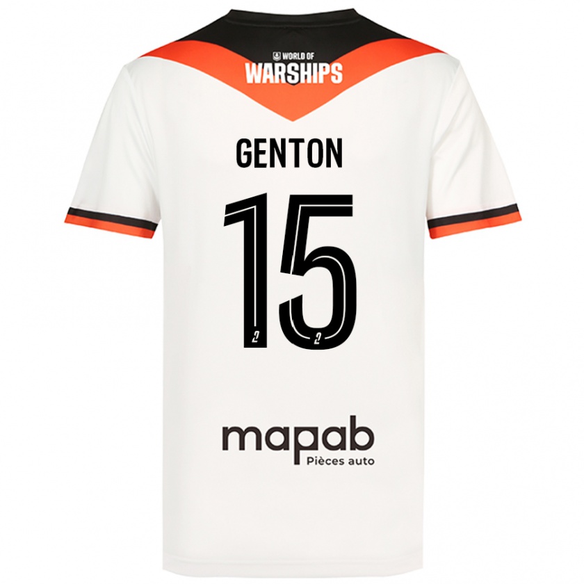 Kandiny Enfant Maillot Enzo Genton #15 Blanc Tenues Extérieur 2024/25 T-Shirt