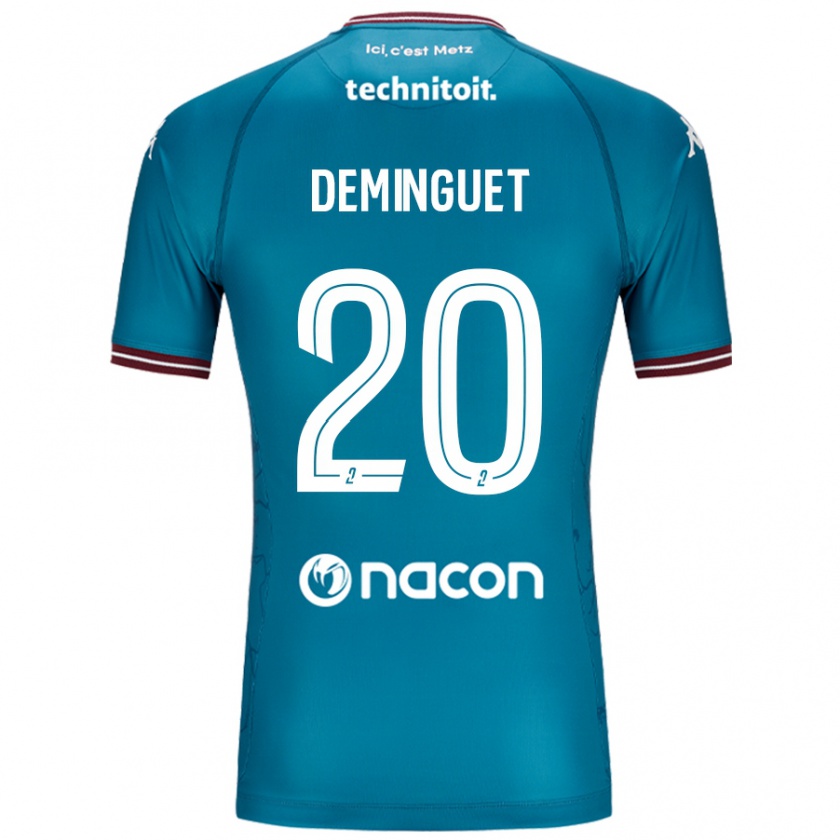 Kandiny Enfant Maillot Jessy Deminguet #20 Bleu Pétrole Tenues Extérieur 2024/25 T-Shirt