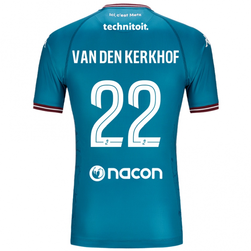 Kandiny Enfant Maillot Kevin Van Den Kerkhof #22 Bleu Pétrole Tenues Extérieur 2024/25 T-Shirt