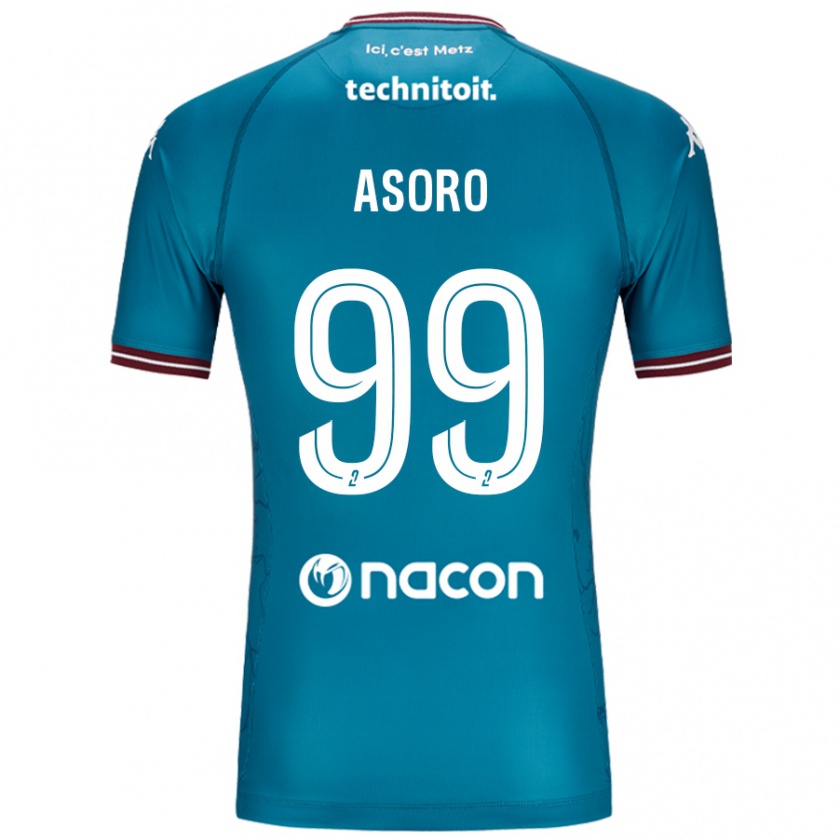 Kandiny Enfant Maillot Joel Asoro #99 Bleu Pétrole Tenues Extérieur 2024/25 T-Shirt