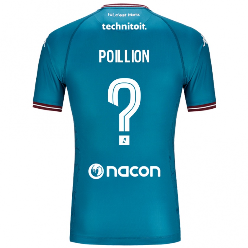 Kandiny Enfant Maillot Noé Poillion #0 Bleu Pétrole Tenues Extérieur 2024/25 T-Shirt