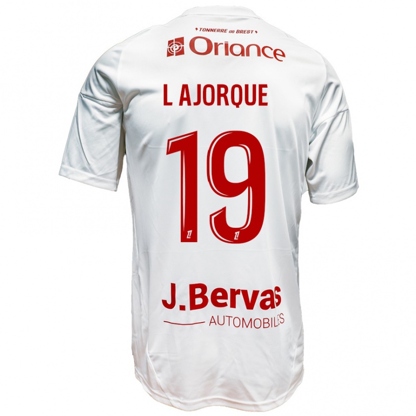 Kandiny Enfant Maillot Ludovic Ajorque #19 Blanc Rouge Tenues Extérieur 2024/25 T-Shirt