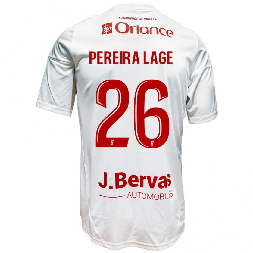 Kandiny Enfant Maillot Mathias Pereira Lage #26 Blanc Rouge Tenues Extérieur 2024/25 T-Shirt