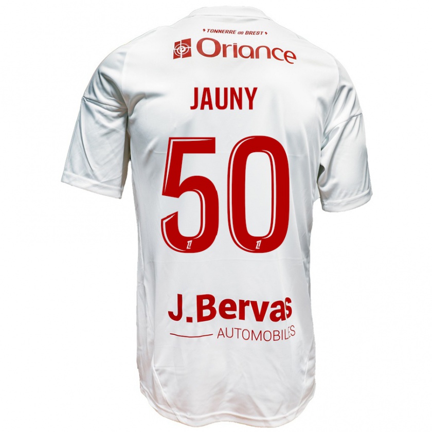 Kandiny Enfant Maillot Noah Jauny #50 Blanc Rouge Tenues Extérieur 2024/25 T-Shirt