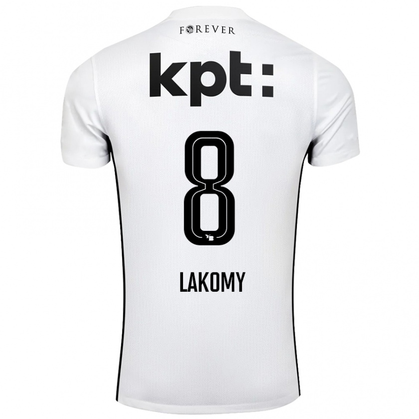 Kandiny Enfant Maillot Lukasz Lakomy #8 Blanc Noir Tenues Extérieur 2024/25 T-Shirt