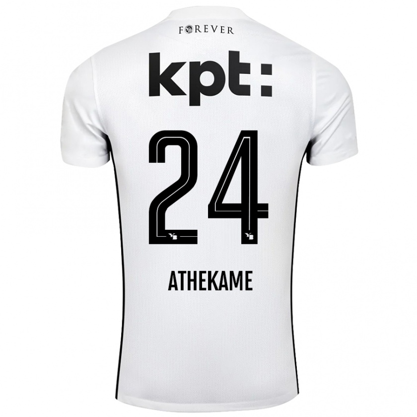 Kandiny Enfant Maillot Zachary Athekame #24 Blanc Noir Tenues Extérieur 2024/25 T-Shirt