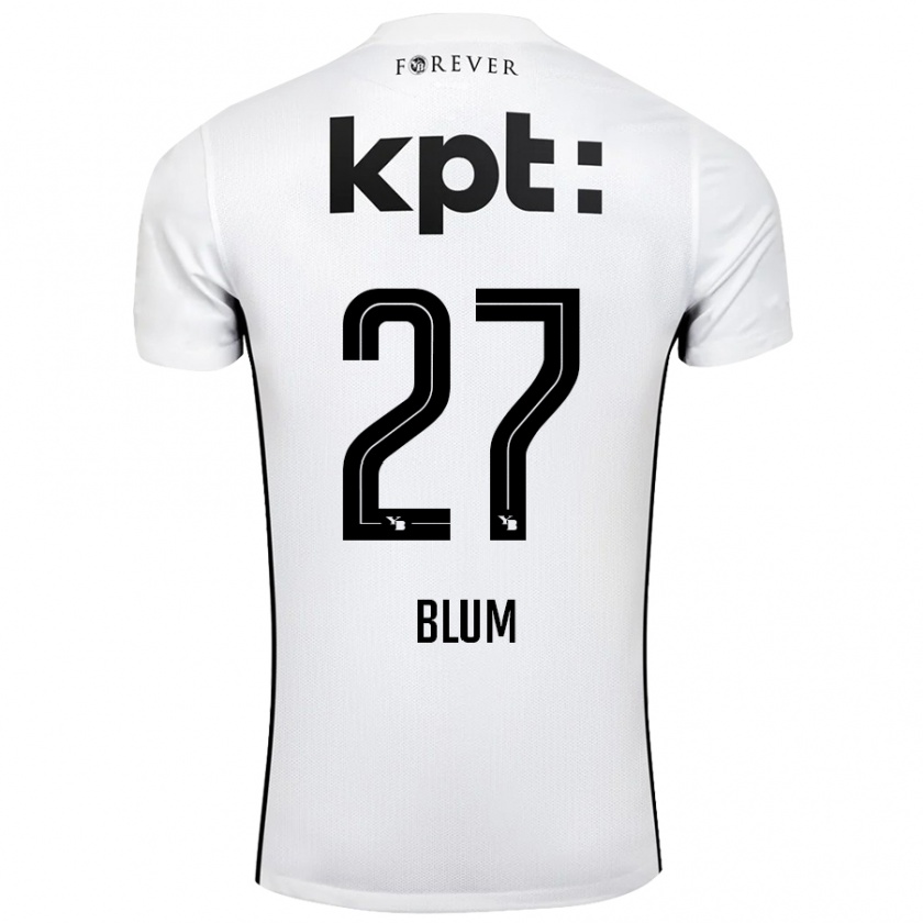 Kandiny Enfant Maillot Lewin Blum #27 Blanc Noir Tenues Extérieur 2024/25 T-Shirt