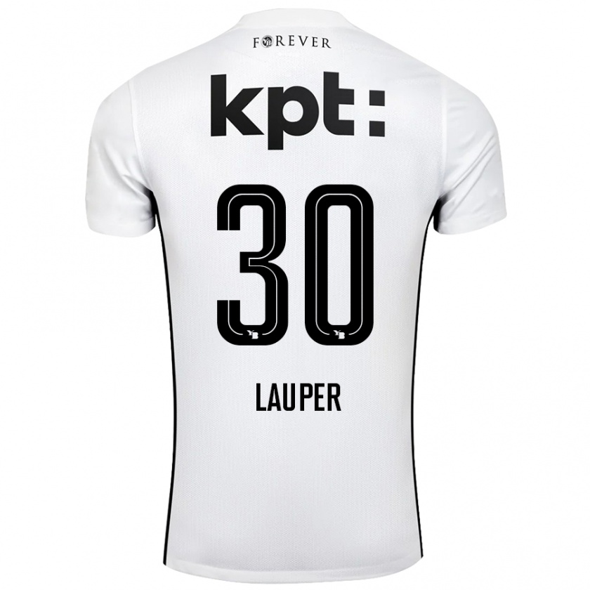 Kandiny Enfant Maillot Sandro Lauper #30 Blanc Noir Tenues Extérieur 2024/25 T-Shirt