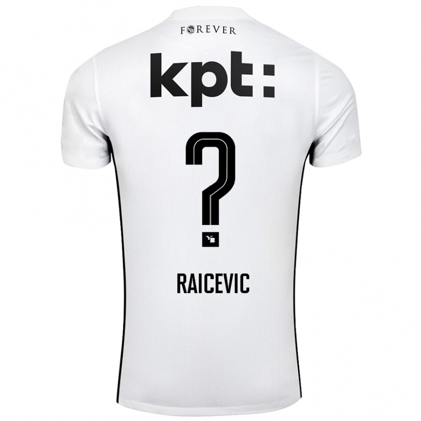 Kandiny Enfant Maillot Stevan Raicevic #0 Blanc Noir Tenues Extérieur 2024/25 T-Shirt