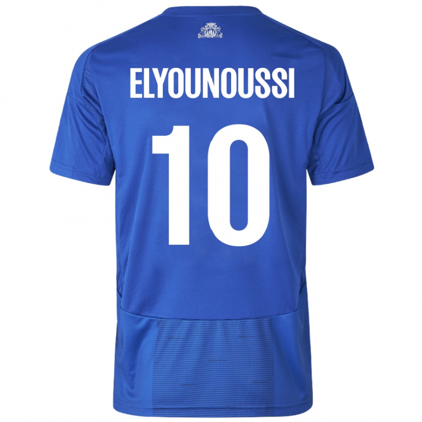 Kandiny Enfant Maillot Mohamed Elyounoussi #10 Blanc Bleu Tenues Extérieur 2024/25 T-Shirt