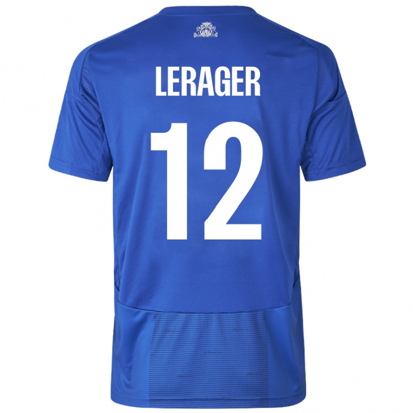 Kandiny Enfant Maillot Lukas Lerager #12 Blanc Bleu Tenues Extérieur 2024/25 T-Shirt