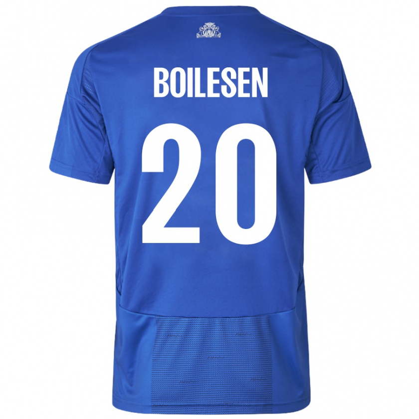 Kandiny Enfant Maillot Nicolai Boilesen #20 Blanc Bleu Tenues Extérieur 2024/25 T-Shirt