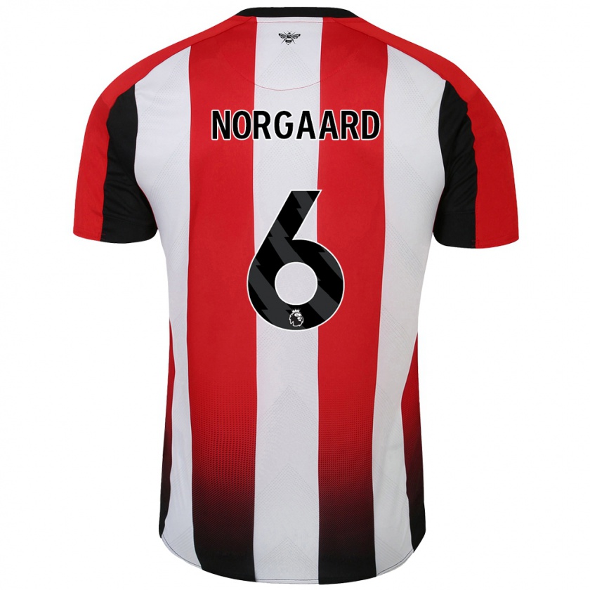 Kandiny Homme Maillot Christian Nørgaard #6 Rouge Blanc Tenues Domicile 2024/25 T-Shirt