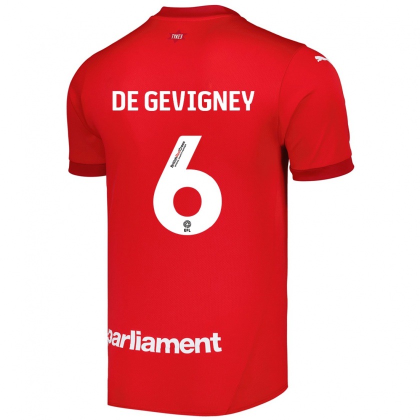 Kandiny Homme Maillot Maël De Gevigney #6 Rouge Tenues Domicile 2024/25 T-Shirt