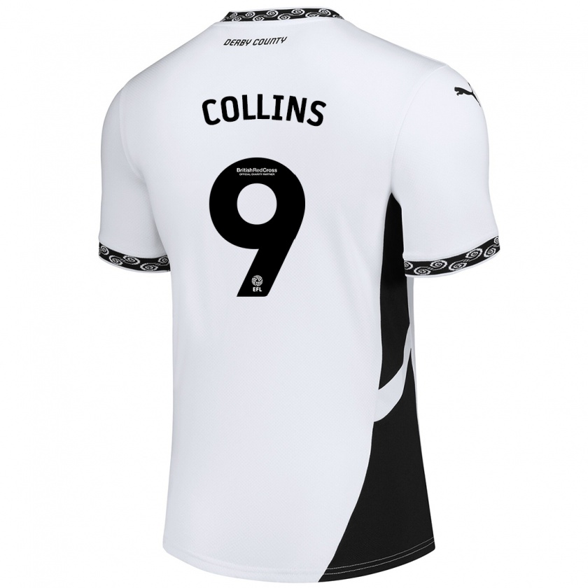 Kandiny Homme Maillot James Collins #9 Blanc Noir Tenues Domicile 2024/25 T-Shirt