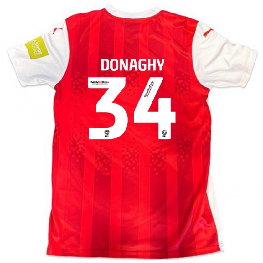 Kandiny Homme Maillot Tom Donaghy #34 Rouge Blanc Tenues Domicile 2024/25 T-Shirt