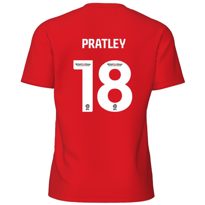 Kandiny Homme Maillot Darren Pratley #18 Rouge Tenues Domicile 2024/25 T-Shirt