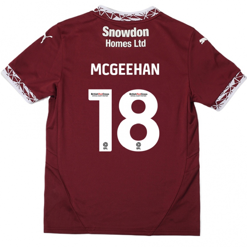 Kandiny Homme Maillot Cameron Mcgeehan #18 Bordeaux Tenues Domicile 2024/25 T-Shirt